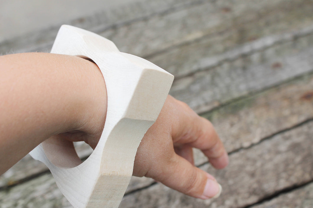 Wooden square bangle unfinished 25 mm - wooden flower - natural eco friendly Flower 25 mm