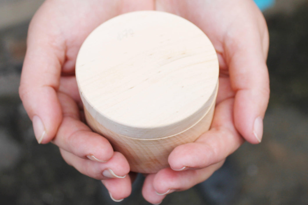 70 mm Round unfinished wooden box - with cover - natural, eco friendly - 70 mm diameter