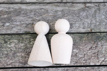 Load image into Gallery viewer, Set of 2 wooden dolls boy and girl - 95 mm - made of eco-friendly beech wood
