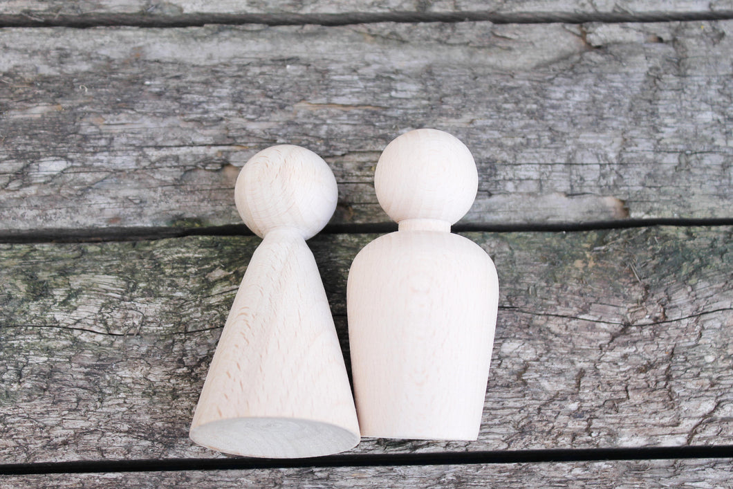 Set of 2 wooden dolls boy and girl - 95 mm - made of eco-friendly beech wood