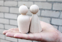 Load image into Gallery viewer, Set of 2 wooden dolls boy and girl - 95 mm - made of eco-friendly beech wood
