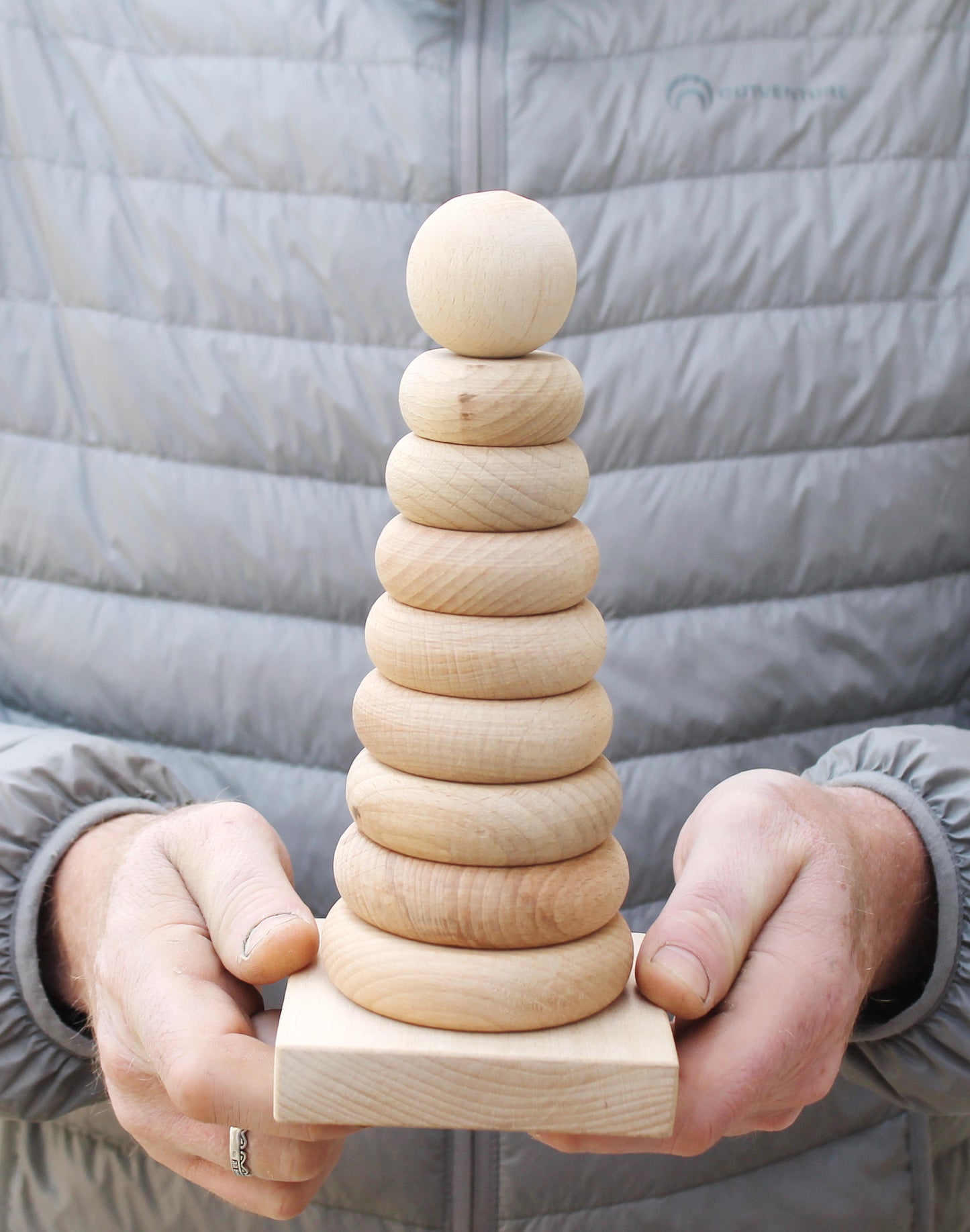 Wooden Pyramid Puzzle - unfinished wood - made of beech wood