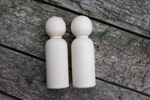 Load image into Gallery viewer, Set of 2 wooden dolls - 90 mm x 25 mm - made of eco-friendly beech wood
