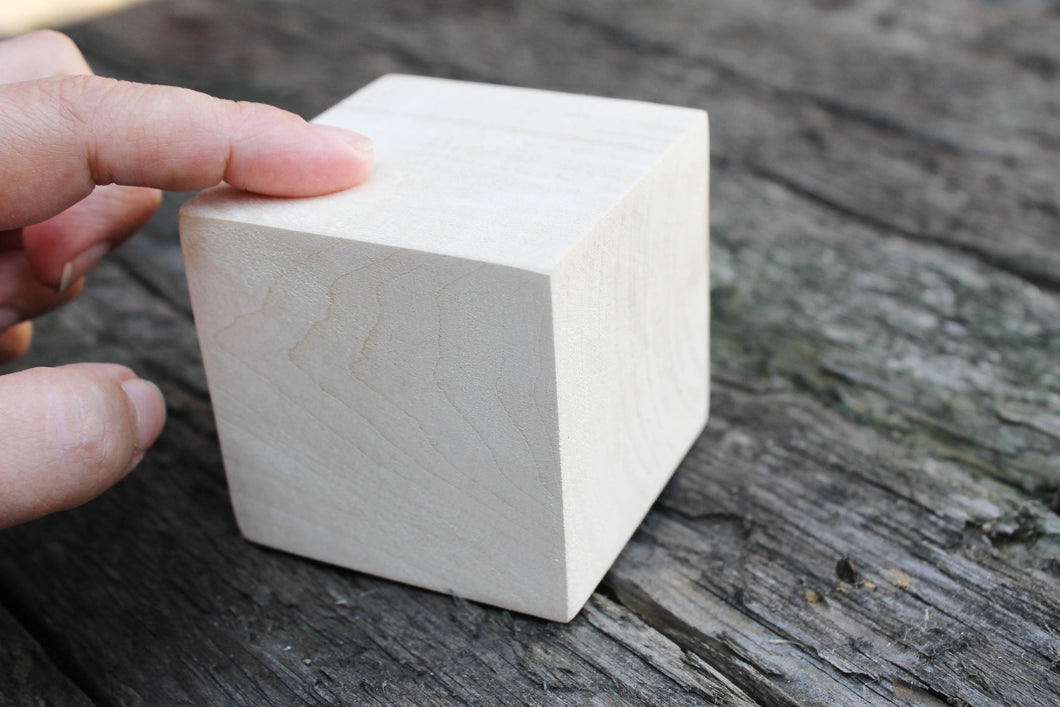 Big 65 mm unfinished wooden cube (block) 65x65 mm - natural eco friendly - linden wood (without hole)