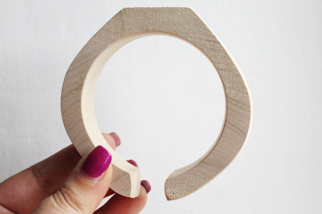 Wooden cuff unfinished drop shape - natural eco friendly TA-2 - from 10 to 45 mm (choose the size)