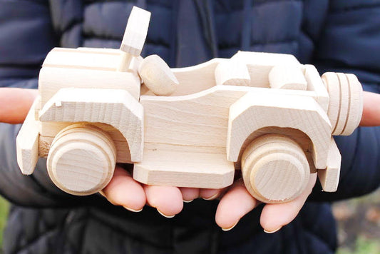 Cabriolet-car, wooden toy, made of eco friendly beech wood - 180 mm x 100 mm x 50 mm