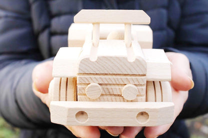 Cabriolet-car, wooden toy, made of eco friendly beech wood - 180 mm x 100 mm x 50 mm
