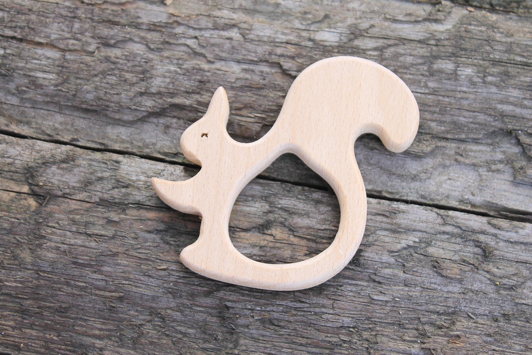 Squirrel-teether, natural, eco-friendly - Natural Wooden Toy - Teether - Handmade wooden teether - squirrel-1