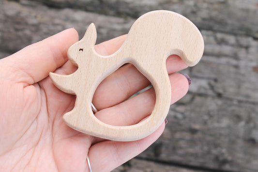 Squirrel-teether, natural, eco-friendly - Natural Wooden Toy - Teether - Handmade wooden teether - squirrel-1