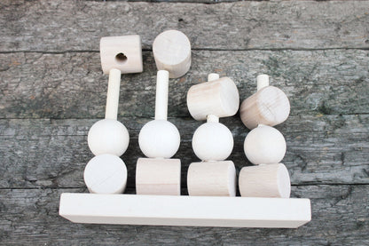 Wooden Puzzle with different components - unfinished wooden toy - unfinished wood - made of beech wood