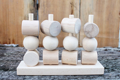 Wooden Puzzle with different components - unfinished wooden toy - unfinished wood - made of beech wood