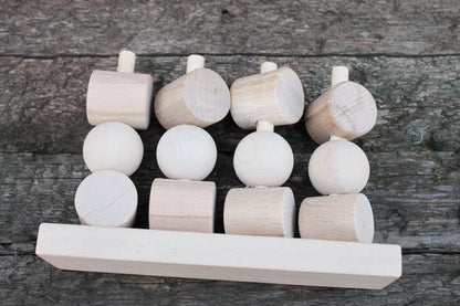 Wooden Puzzle with different components - unfinished wooden toy - unfinished wood - made of beech wood