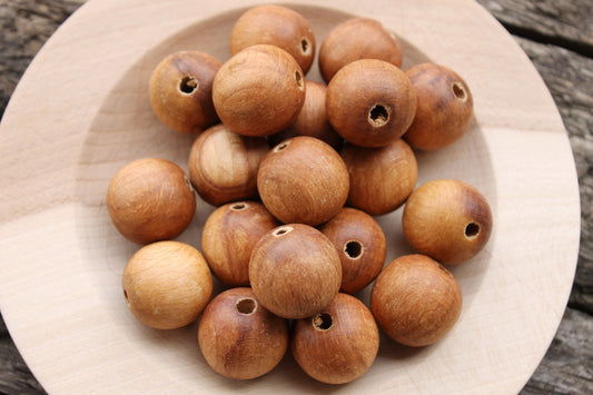 23 mm Wooden textured beads 10 pcs - natural, eco friendly