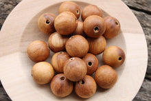 Load image into Gallery viewer, 23 mm Wooden textured beads 25 pcs - natural, eco friendly
