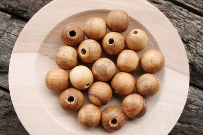 20 mm textured Wooden beads 10 pieces - natural, eco friendly