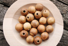 Load image into Gallery viewer, 20 mm Wooden textured beads 25 pcs - natural, eco friendly
