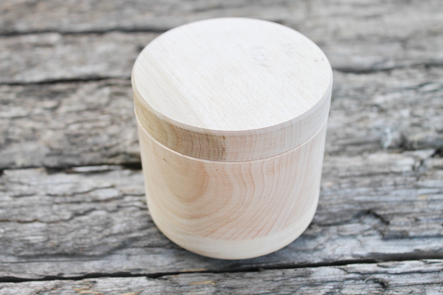 Alder Wood Round Box with Lid 85x65 mm, Natural Unfinished Storage Box, Handcrafted Wooden Keepsake Container