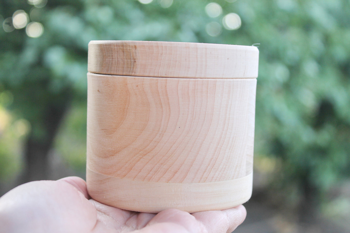 Alder Wood Round Box with Lid 85x65 mm, Natural Unfinished Storage Box, Handcrafted Wooden Keepsake Container