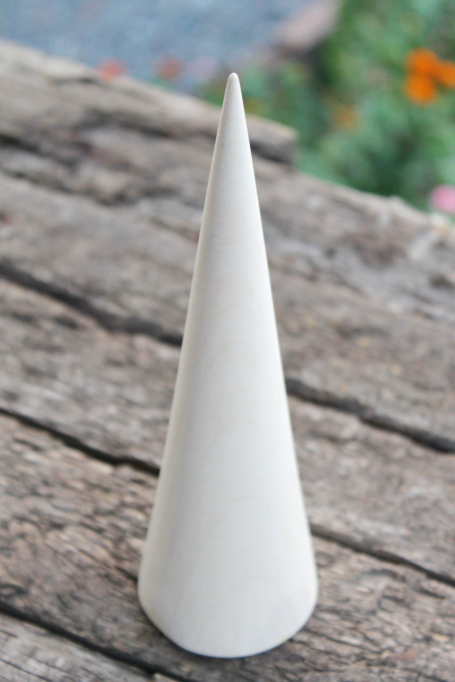 Big wooden cones 200 mm (7.9") x 60 mm (2.4") - natural eco-friendly - beech wood (stripes - wood structure)