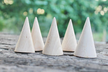 Load image into Gallery viewer, Set of 5 - Big Wooden cones 50x35 mm 5 pcs - eco friendly - CONES - without holes - beech wood

