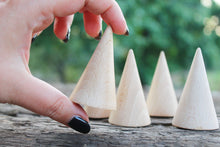 Load image into Gallery viewer, Set of 5 - Big Wooden cones 50x35 mm 5 pcs - eco friendly - CONES - without holes - beech wood
