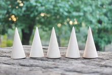 Load image into Gallery viewer, Set of 5 - Big Wooden cones 60x35 mm 5 pcs - eco friendly - CONES - without holes - beech wood
