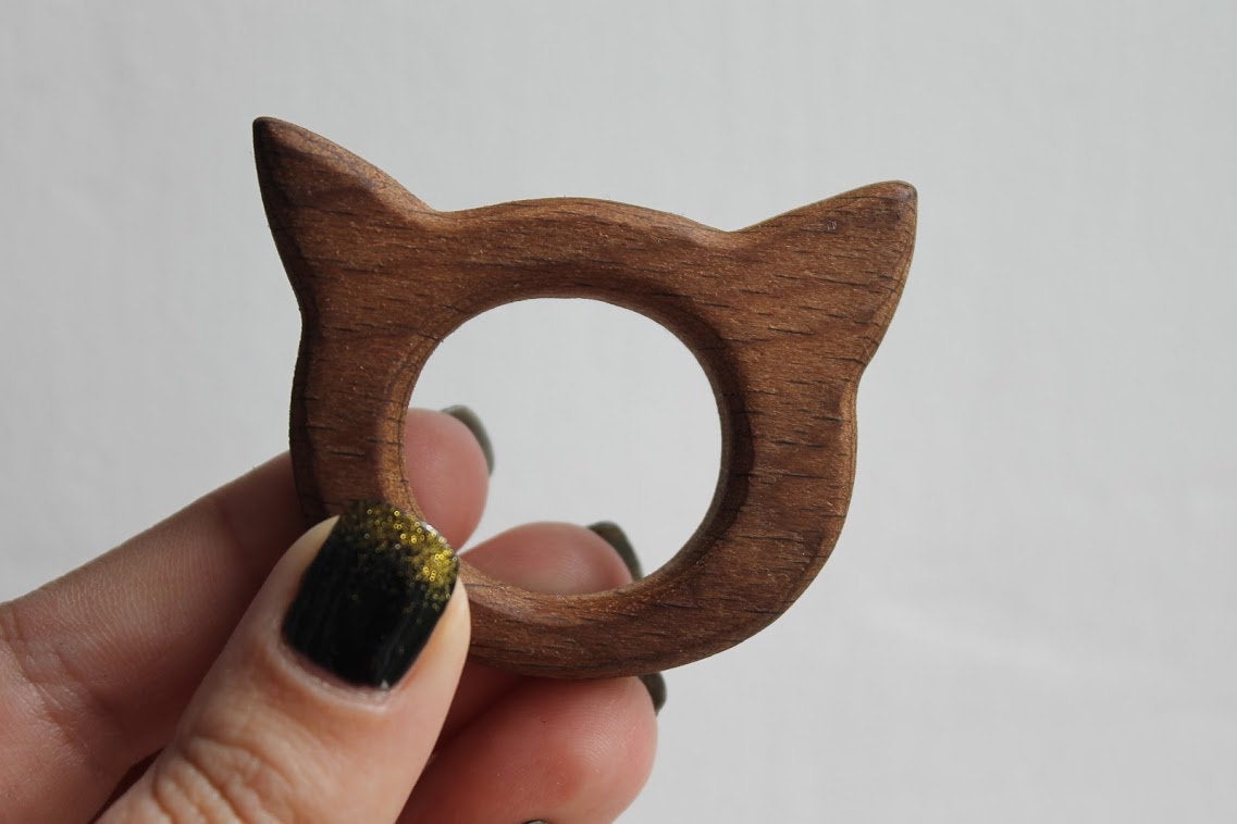 Cat-teether, natural, eco-friendly - Natural Wooden Toy - Teether - Handmade wooden teether - CAT