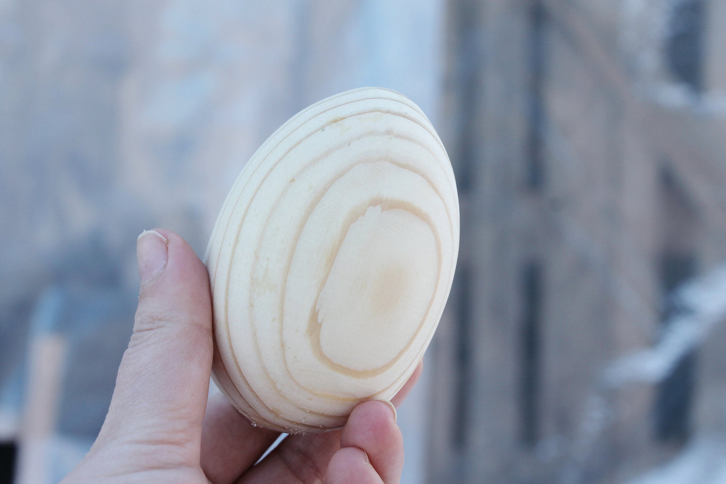 Wooden Egg - 100 mm x 68 mm - natural eco friendly - made of spruce wood