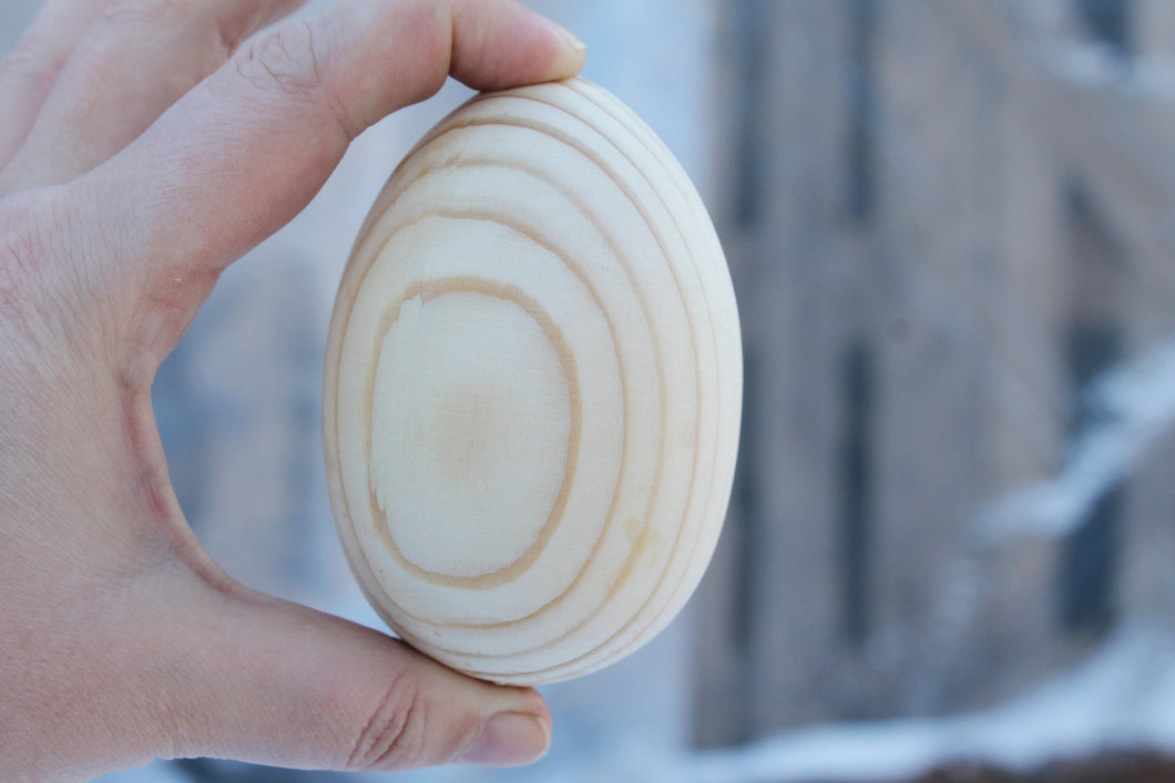 Wooden Egg - 100 mm x 68 mm - natural eco friendly - made of spruce wood