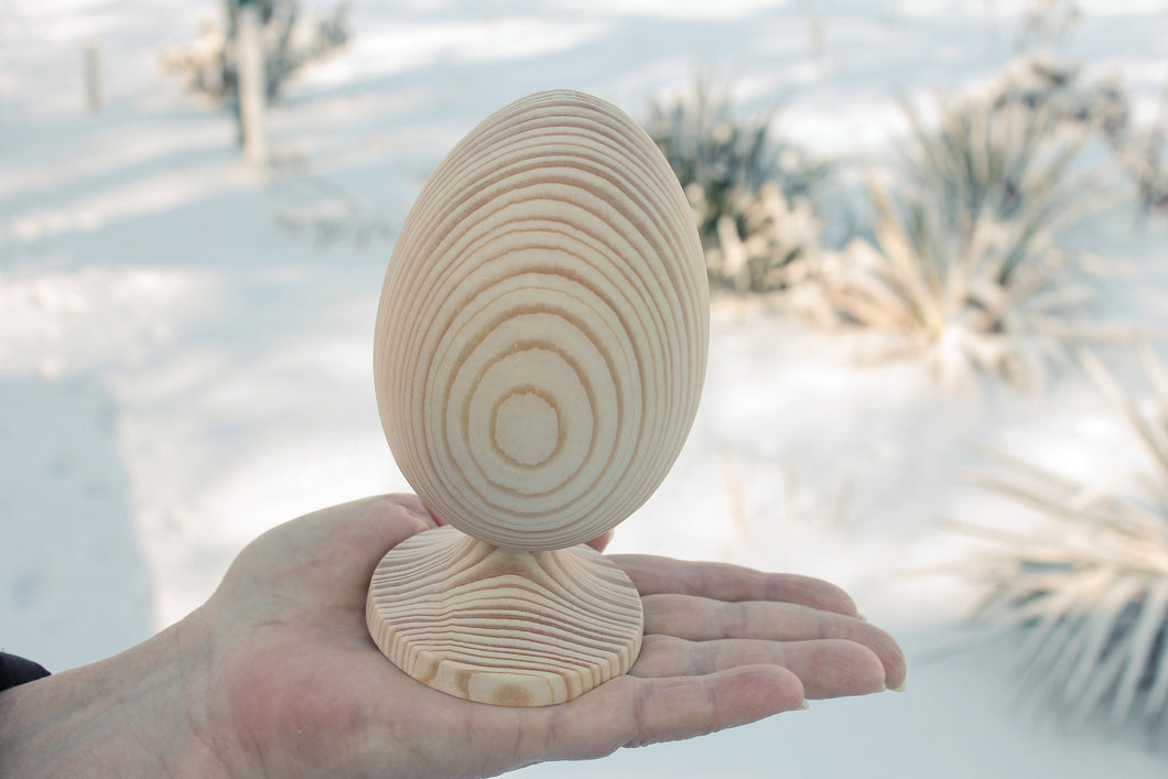 Big Wooden egg 140 mm high unfinished natural eco friendly - spruce wood