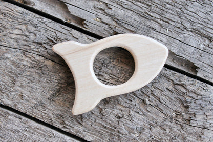 Rocket-teether, natural, eco-friendly - Natural Wooden Toy - beech teether - Handmade wooden teether