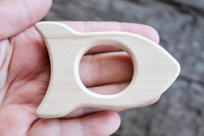 Rocket-teether, natural, eco-friendly - Natural Wooden Toy - beech teether - Handmade wooden teether