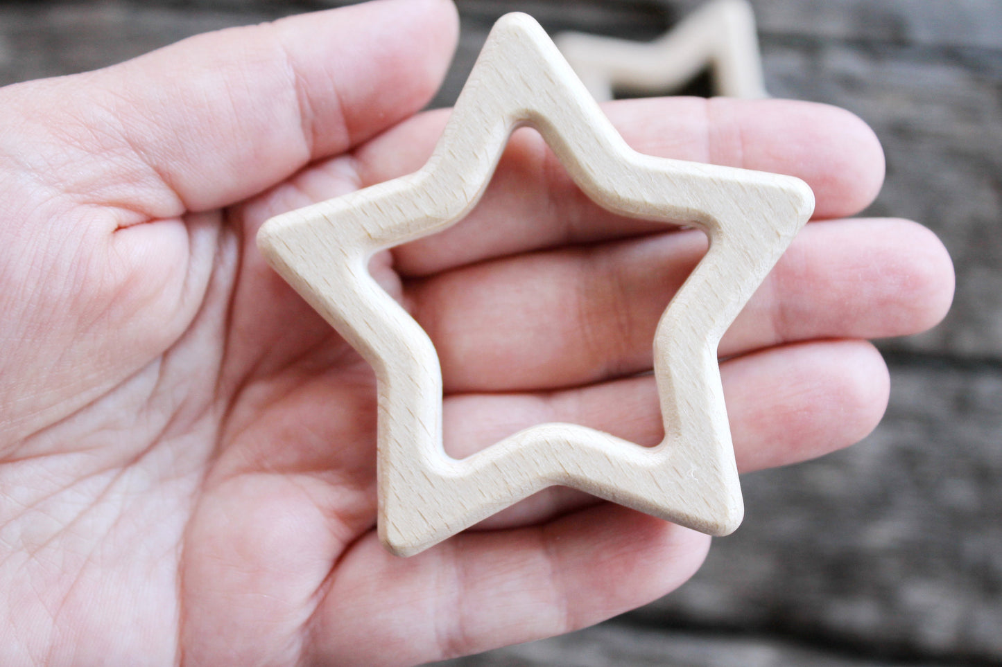 Star-teether made of beech wood, natural, eco-friendly - Natural Wooden Toy - Handmade wooden teether