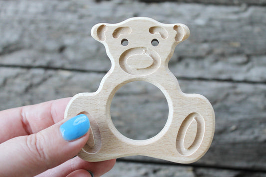 Teddy-bear-teether, natural, eco-friendly - Natural Wooden Toy - Teether - Handmade wooden teether - wooden bear