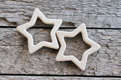 Star-teether made of beech wood, natural, eco-friendly - Natural Wooden Toy - Handmade wooden teether