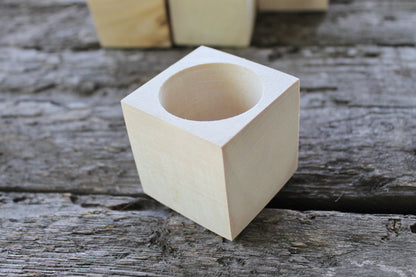 55 mm - Square unfinished wooden box - without lid - natural, eco friendly - 2.2 inches - Wedding ring box