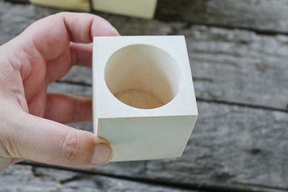 55 mm - Square unfinished wooden box - without lid - natural, eco friendly - 2.2 inches - Wedding ring box