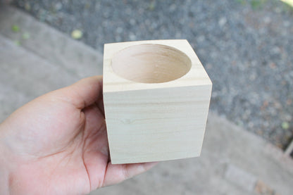 65 mm - Square unfinished wooden box - without lid - natural, eco friendly - 2.6 inches - Wedding ring box