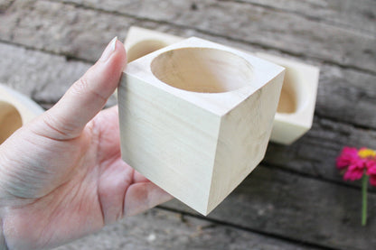 65 mm - Square unfinished wooden box - without lid - natural, eco friendly - 2.6 inches - Wedding ring box