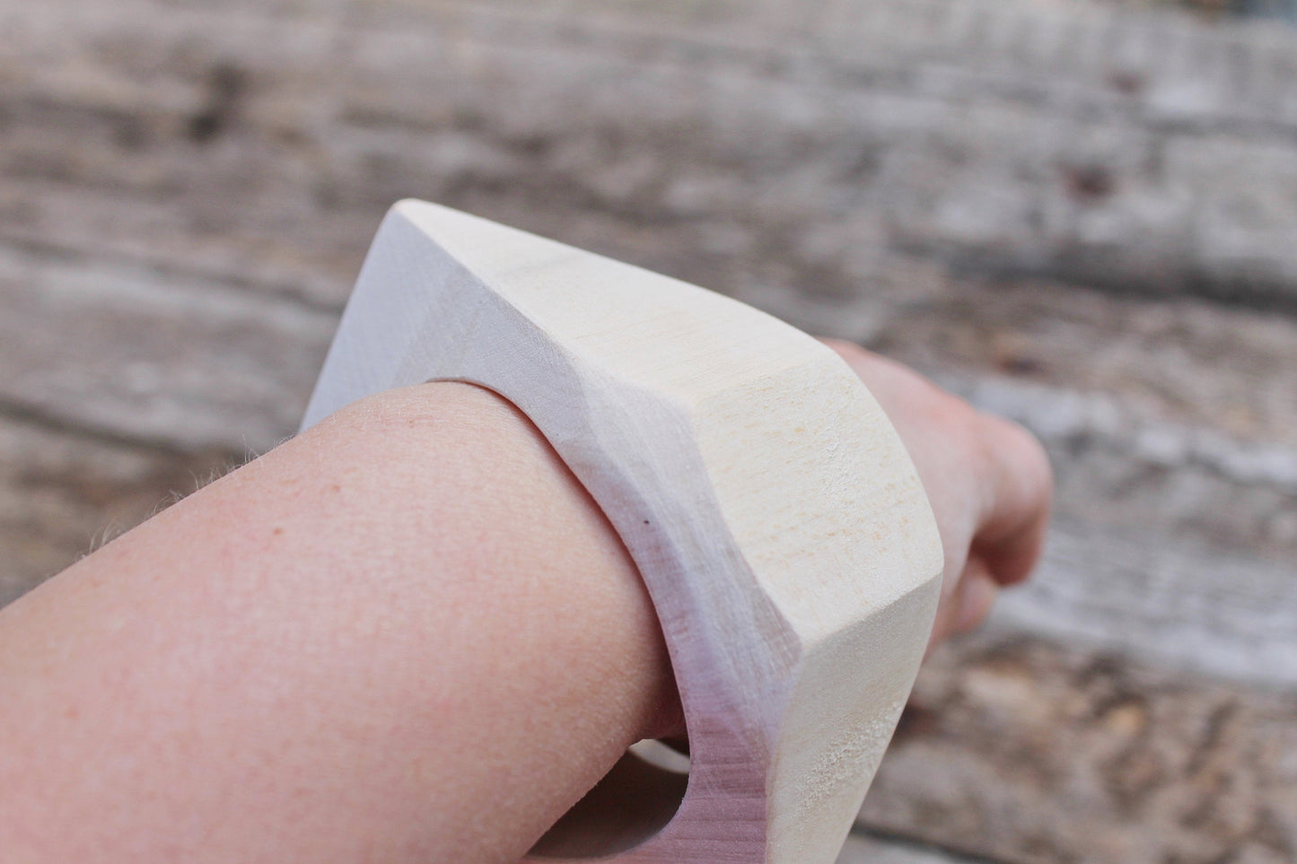 40 mm Wooden rhomboid bangle unfinished - with rounded corners - natural eco friendly