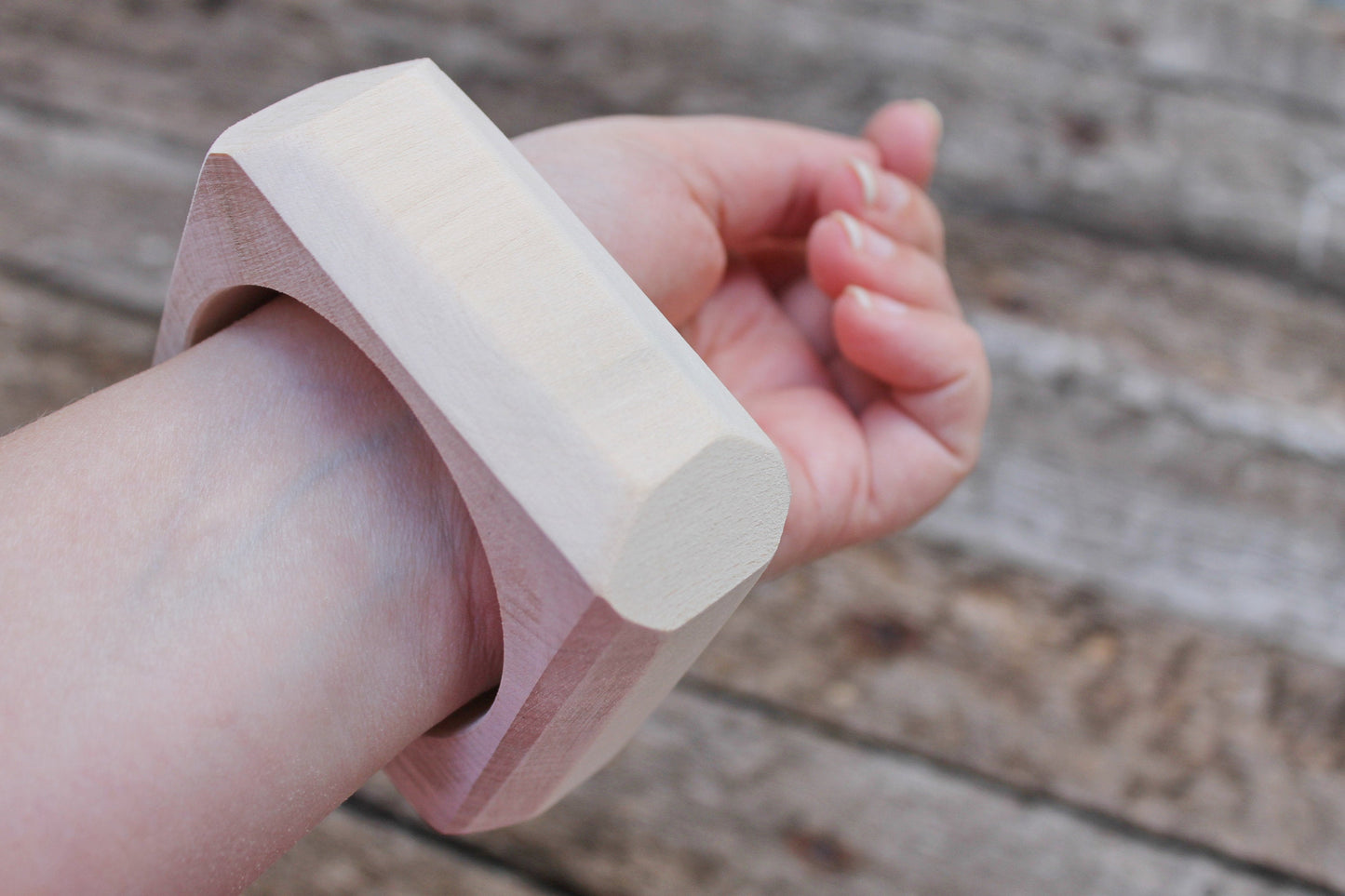 35 mm Wooden square bangle unfinished with cut corners  - natural eco friendly - Linden wood - 35 mm