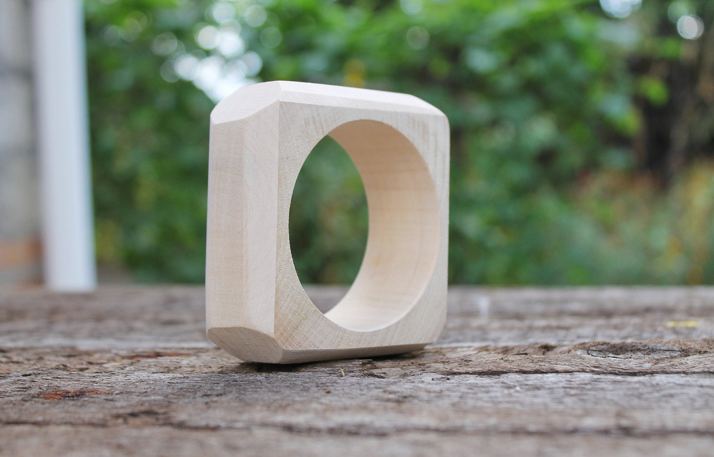 35 mm Wooden square bangle unfinished with cut corners  - natural eco friendly - Linden wood - 35 mm