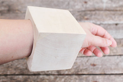 90 mm BIGest Wooden square bangle unfinished - natural eco friendly - Linden wood