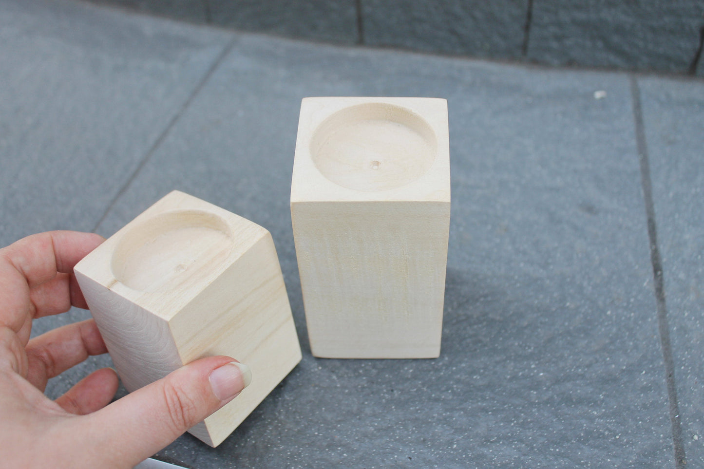 Set of two Wooden Candlestick - unfinished wooden candlestick - eco friendly wood - made of linden wood