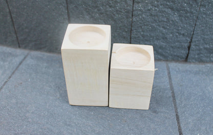 Set of two Wooden Candlestick - unfinished wooden candlestick - eco friendly wood - made of linden wood