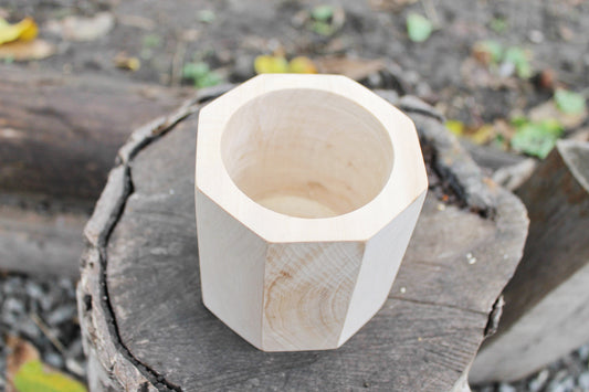 Wooden octagonal unfinished box without lid, wooden cup - wooden ecofriendly cup - storage, organization - office storage