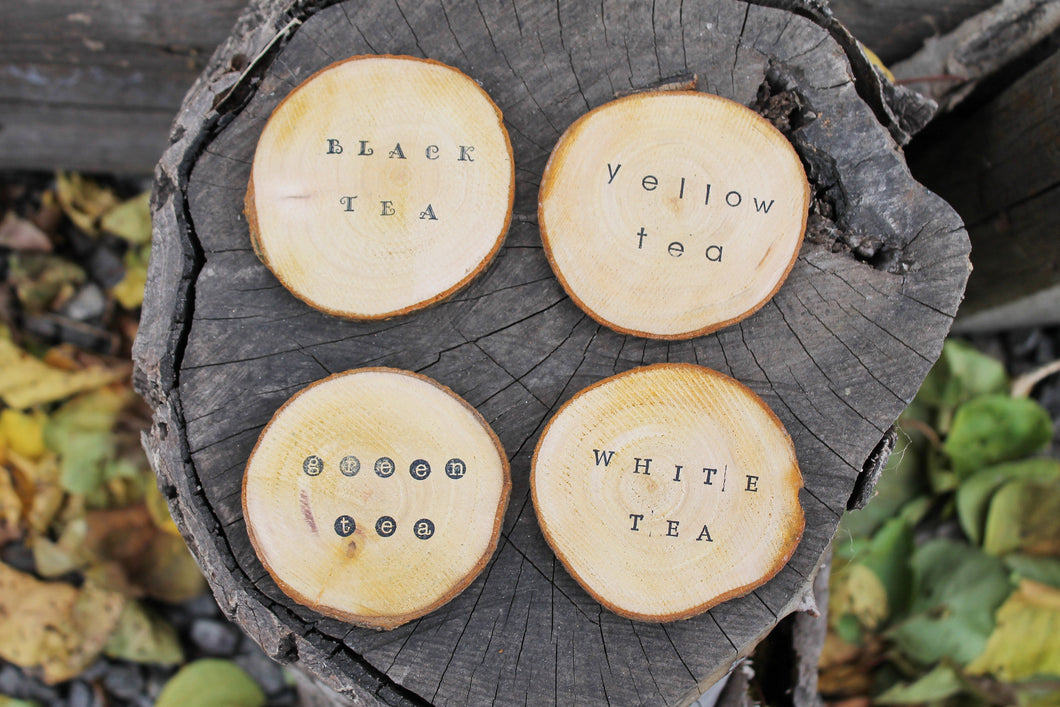 Set of 4 - Handmade wooden rustic cup coasters with an inscription - eco friendly stand for hot - handmade housewares