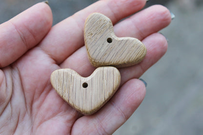 Set of 2 - Heart-pendant, organic, wooden toy - wooden pendant - natural, eco friendly - made of OAK