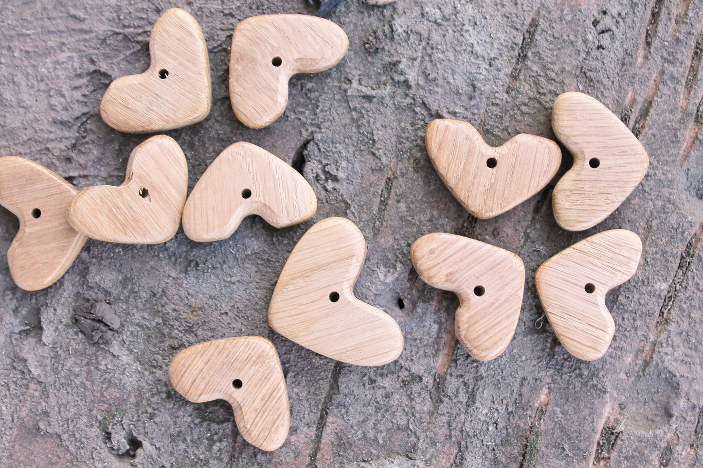 Set of 2 - Heart-pendant, organic, wooden toy - wooden pendant - natural, eco friendly - made of OAK