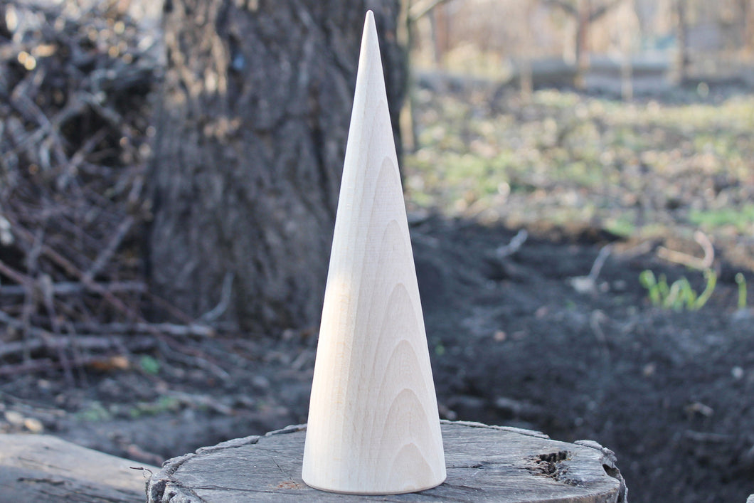 Big wooden cones 245 mm x 75 mm (9.6x3 inch)- natural eco-friendly - beech wood